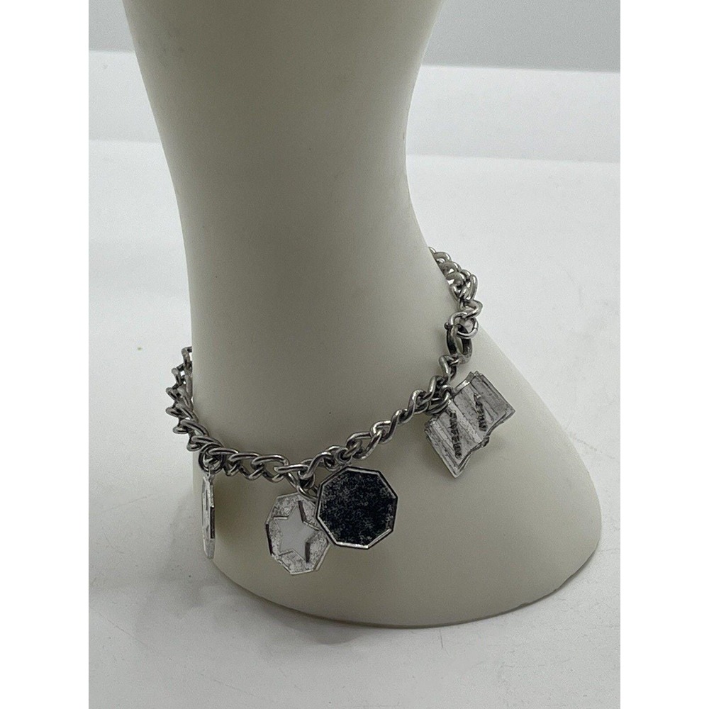 Charm Bracelet Sterling 925 Open Books Queenly Quest Four Charms Vintage